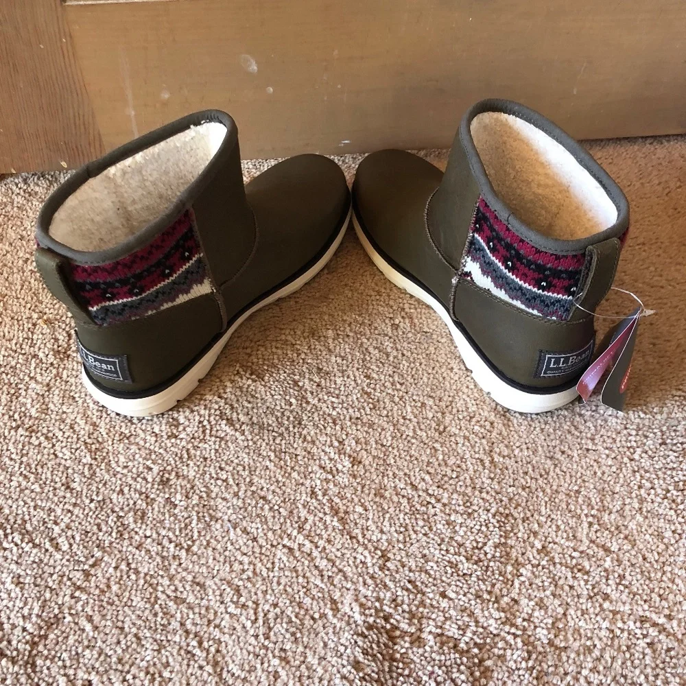 LL Bean‎ fair isle  leather boots NWT
